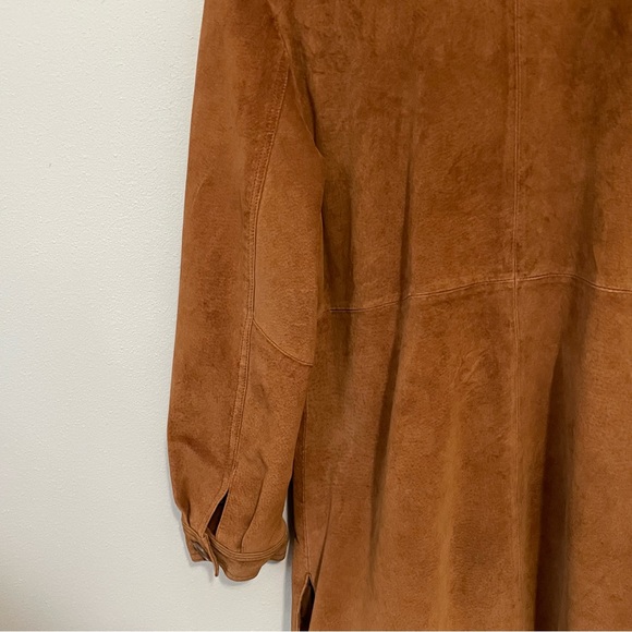 Cherokee Genuine Leather Jacket Womens L VTG 90S Camel Color Suede Button Up - Picture 13 of 16